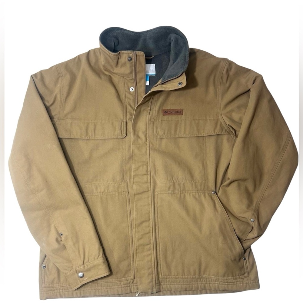 Columbia Ray Lane EXS Men's XL Khaki Brown Full Zip Button Work Jacket